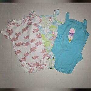 3 onesies Carters Garanimals 3 months bears ice cream lace jungle floral